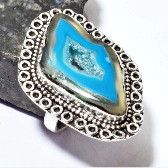 Jewelry - STERLING SILVER SOLAR AGATE GEMSTONE RING